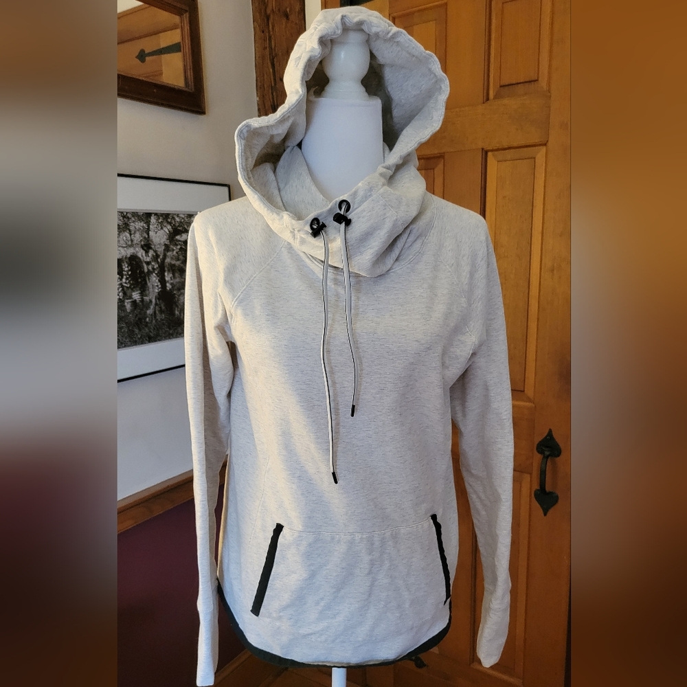 ATHLETA Heather Gray Cozy Funnel Neck Hoodie